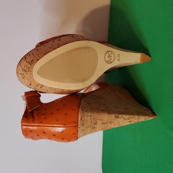 Womens Orange Embossed Leather MICHAEL Michael Kors Wedge Heels - Picture 10 of 10